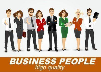 set of diverse business people isolated on white background